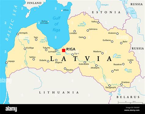 map of Latvia with cities